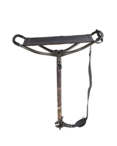 Januel - Canne Siège Rhodon - Pieds Télescopique - Assise Toile - Pied Gainé - Hauteur 60 à 100cm - Loisirs Nature Outdoor Camping Chasse Pêche Bushcraft - Camouflage sous-Bois - avec Bretelle