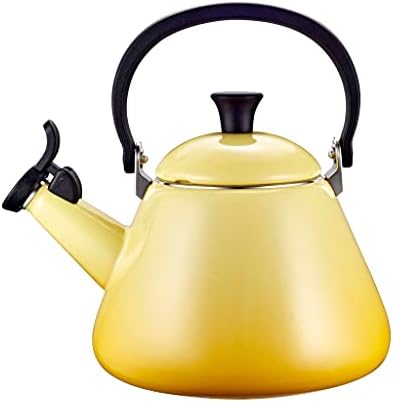 Le Creuset Kone Stove-Top Kettle with Whistle, Suitable for All Hob Types Including Induction and Cast Iron, Enamelled Steel, Capacity: 1.6 L, Black, 92000200140000