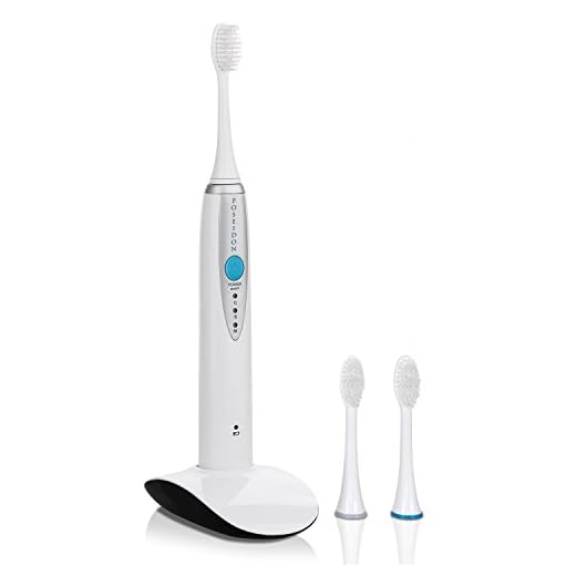 ToiletTree Products Poseidon Rechargeable Sonic Toothbrush with Inductive Charger and 3 Replacement Brush Heads for Multiple Users