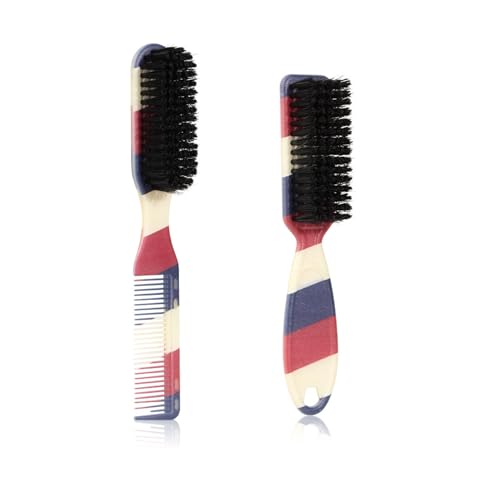 TIEGUANJIA 2 Stück doppelseitige Kammbürste, professionelle Rasier-Bartbürste, Barbier-Schnitz-Reinigungsbürste, weiche Barbierbürste, kleine Bart-Styling-Bürste, Retro-Ölkopfbürste für Haare,