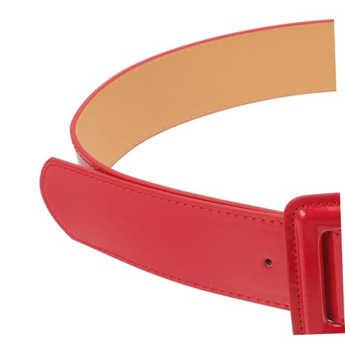 Ceinture large vintage rouge verni 103 cm avec boucle décorative ajustable - 3