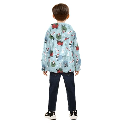 Christmas Sheep Girls Fleece Jacket Girls Fall Jacket Girls Zip Up Hoodie Girls Sherpa Jacket 2-10T4
