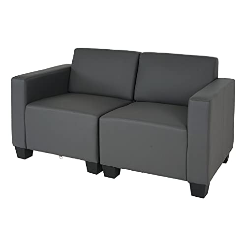 Mendler Modular 2-Sitzer Sofa Couch Lyon, Kunstleder - dunkelgrau