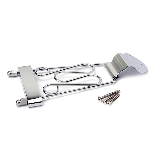 Totority 弦用テールピース ギターブリッジ 高さ調節可能 アーチトップジャズ対応 ネジ付き 型 シルバー