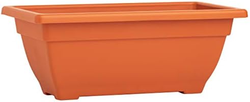 BackyardBounty Rectangle Planter Box, 16 Inch Indoor/Outdoor Rectangular Planter, Durable UV Resistant, 2 Gallon Plastic Window Box Trough, Use for Herbs, Succulents, Vegetables (Terracotta)