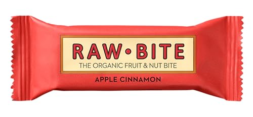 RAWBITE bar with APPLE CINNAMON in a box of 12 - vegan, gluten-free and no added sugar (naturally contains sugar) - organic fruit and nut bars with apple and cinnamon (12 x 50 g)