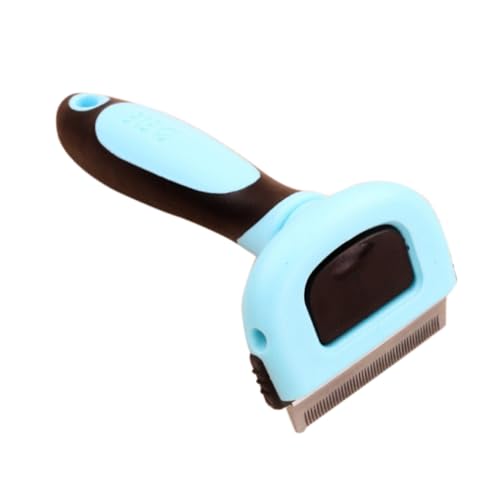 DECOMELODY Pet Grooming Brush for Cats S Blue Comb with Handle for Shedding Undercoat Removal for Healthy Shiny Fur