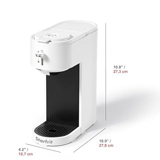 Starfrit Machine à café 2 en 1 - Pour préparer des dosettes K-Cup ou du café moulu - Bec réglable pour tasses - Panier filtrant amovible - Blanc mat