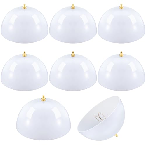 Image of Marsui 8 Pcs Clip on Dome Lamp Shade for A-type Bulb, 7 5 /8 inch Diameter x 4 1 /10 inch Height Ceiling Shade, Soft Glow Easy Clean Light Cover for Basement Hallway (Classic,Gold Clip)