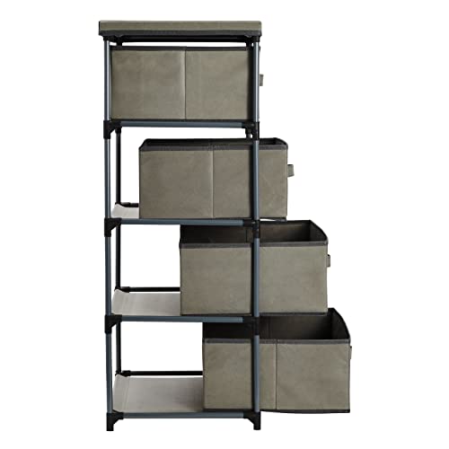 4 Drawer Dresser For Bedroom, Clothes Fabric Storage Tower For Clothing Organization, Linens, Closet (Light Gray 16.5 X 33 In) #TOP6