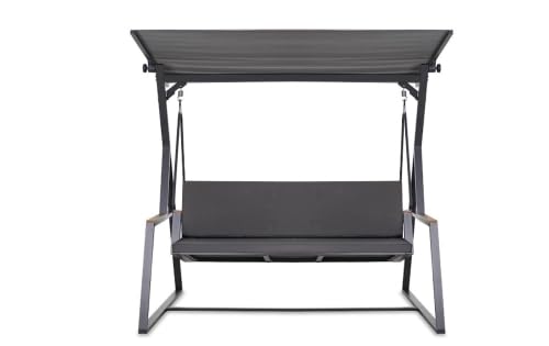 Setgarden Cojín para columpio de jardín, 7 cm de grosor, acolchado para asiento y respaldo, funda extraíble, reversible, juego de cojines de jardín (antracita, 160 x 60 x 50 cm)