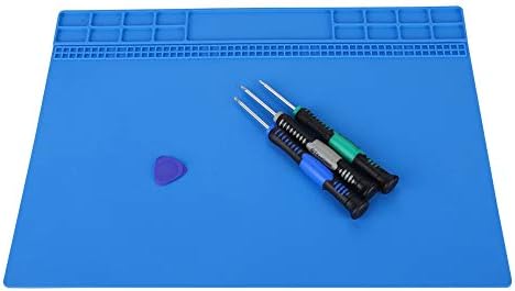 Zerone 350MM x 250MM Large Soldering Mat Anti-Static Silicone Pad 500℃ Heat Insulation Work Station Pad for BGA Soldering Iron Electronics PC (Dark Blue)
