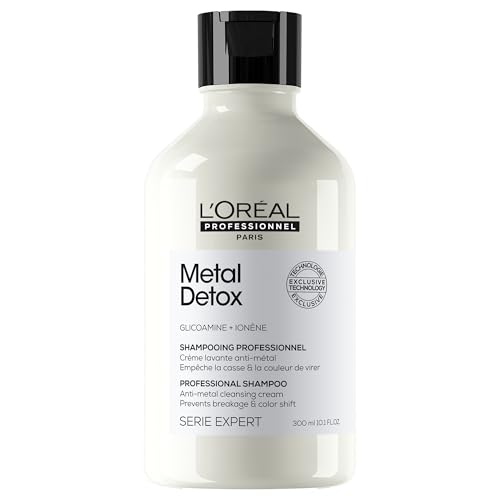 L’Oréal Professionnel Metal Detox Clarifying Shampoo, Prevent Breakage & Colour Fade from hard water, For Damaged Hair, Sulphate-Free & Vegan