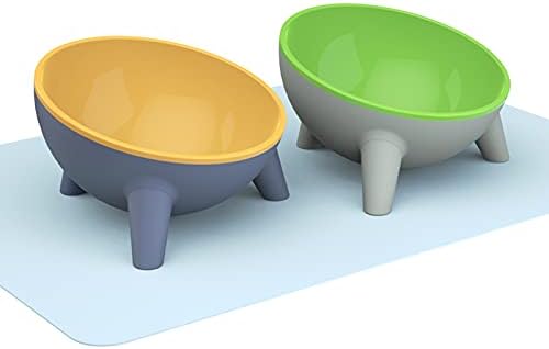 Cat Bowls Tilted Raised Double : Legendog Cat Feeding Bowls with Stand Elevated Cat Food Water Bowl Kittens Dishes 15° Inclined Angle Cat Feeder