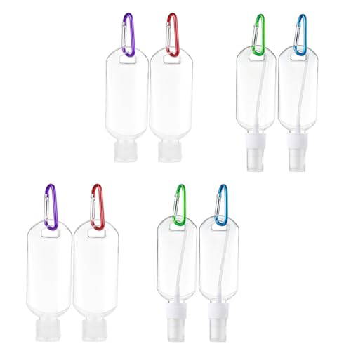 Mobestech Bouteilles de Voyage Couleur Aléatoire Rechargeables Petg 50ml Lot de 8 avec Portable pour Gel et Liquide, pour Sorties et Suspendre Paquet