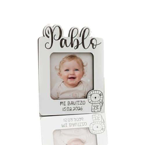 Genérico Lote 5 unidades. Marco de Fotos Personalizado con imán, personalizado para Bautizo, Comunión, Cumpleaños, Boda | Portafotos Imán de Madera con diseño personalizado, regalos para invitados Genérico Lote 5 unidades. Marco de Fotos Personalizado con imán, personalizado para Bautizo, Comunión, Cumpleaños, Boda | Portafotos Imán de Madera con diseño personalizado, regalos para invitados