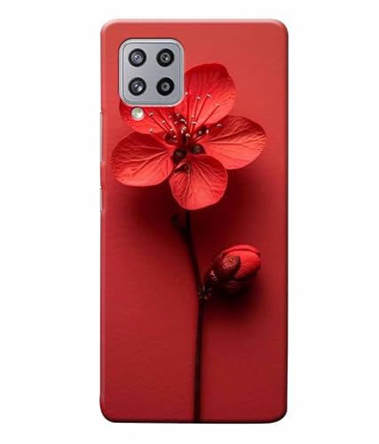 Image of Printed Hard Back Case Cover & Compatible for Samsung Galaxy F22 / Samsung Galaxy M22 | Red Flower Painting (Multicolor) - D1195