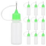 TEHAUX Flaconi Comprimibili 10 Ml con Punta Ago 10 Pezzi, Bottiglie Vuote Riutilizzabili in Polietilene Morbido per Applicazione Precisa di Coloranti, Vernici e Oli, Contenitori