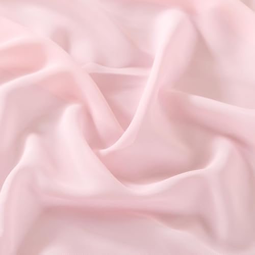 Image of MLMC Pink Chiffon Fabric by The Yard Pre-Cut Sheer Chiffon Arch Fabric 5 Yards Airy Continuous Draping Panels 60 inch Wide for Wedding Backdrop Craft Ceiling Decor