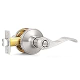 Probrico Left/Right Handed Door Lever Handle Privacy Locket Bed/Bath Knob, Satin Nickel Finish