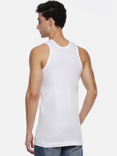 Image of RAMRAJ COTTON Pack of 2 Men's White Scoop Neck Sleeveless Cotton Undershirt Vest(White 4;100)