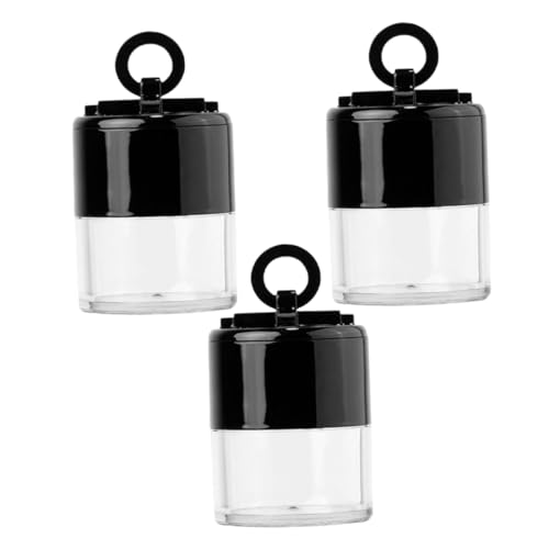 PACKOVE Cajas De 3 Piezas Polvera Soplo presionado Recipiente Cuerpo Caja de plástico Maquillaje en Polvo contenedor de Polvo de Maquillaje contenedores de Polvo el plastico Black