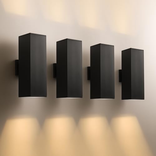 Image of mirrea 18 inch Modern Outdoor Porch Light in 2 Lights, Matte Black, 4 Pack