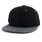 Trendy Apparel Shop Infant to Toddler Kid's Plain Structured Flatbill Snapback Cap - Black Dk Grey