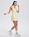 Two Piece Tennis Skirt Set for Women Racerback Color Block High Waisted Pleated Golf Outfits Beige