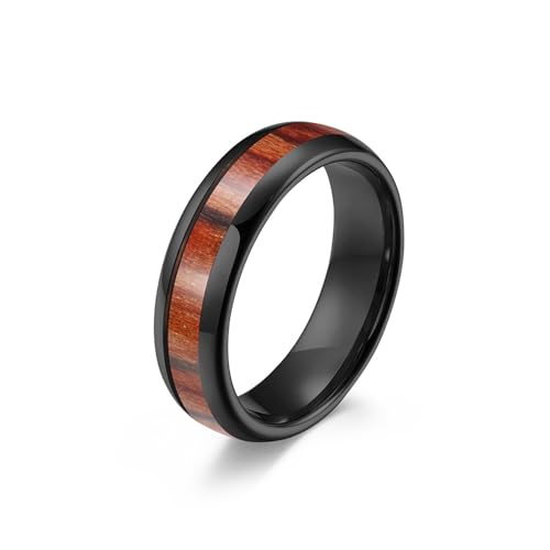 Bague mariage tungstène anti-rayure avec grain de bois chic