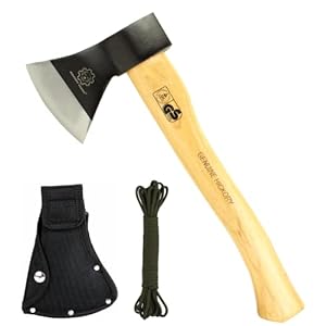 Mastiff Gears® Wooden Handle Hatchet,Camping Axe, Wood splitting Axe for camping, bush craft, hunting, survival enthusiast