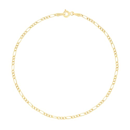 Nuragold 10K Real Yellow Gold Figaro Link Chain Bracelet 7"-9" (2mm-9mm) Italian Jewelry for Men & Women2