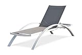 qualité premium DCB GARDEN Chaise Longue Barcelona en Aluminium Blanc et textilène - Taupe