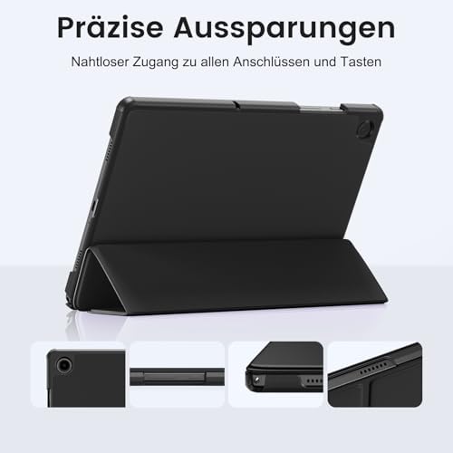 Vobafe etui na Samsung Galaxy Tab A11+ A9+ 11 cali (2025/2023), cienka lekka twarda ochronna okładka z podstawą dla Galaxy Tab A11 Plus A9 Plus, automatyczna funkcja snu/budzenia, Czarny