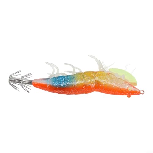 Señuelo Egi de camarones para pesca en el mar, ideal para la captura de calamares y pulpos con detalles 3D y colores brillantes (azul)