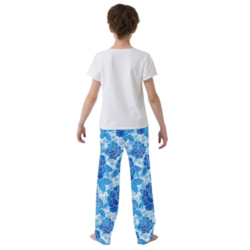 Blue Rose Flower Pajama Pants Long Sleep Pant Soft PJ Bottoms Sleepwear3
