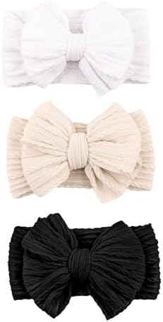 Baby Girl Headbands With Big Bows - Cotton Handmade Hairbands For Infants & Toddlers 3-36 Months