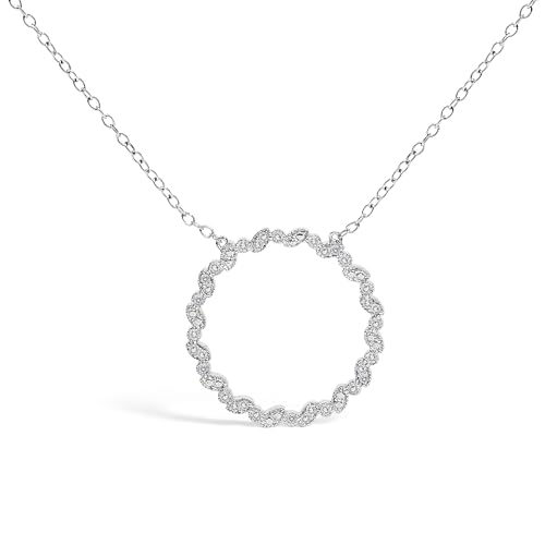 Haus of Brilliance .925 Sterling Silver 1/7 Cttw Lab Grown Diamond Beaded Love Circle Pendant Necklace - Size 18 Inches