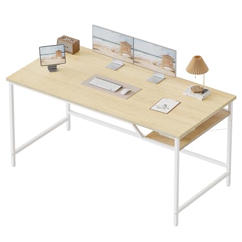 Mericonia Computer Desk 48 X 24 inch, Gaming Desk for Small Spaces, Modern Simple Style Table for Home Office, Study Student Writing Table (Shelf, Oak, 48 inch)