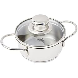 Cazuelas Fissler Fissler Häppchen Miniolla de 0,5 L y 12 cm de diámetro, acero inoxidable, olla para porciones pequeñas, con tapa de cristal, apta para inducción