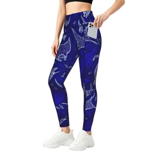 Pantalones de yoga para mujer holgados con estampado de manta raya EnkzpoHen