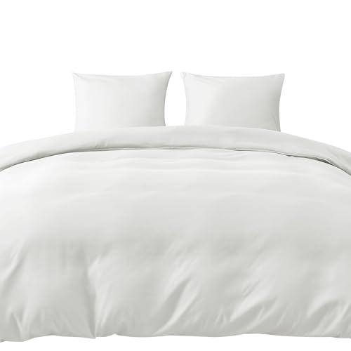 puredown 1PCS Funda Nordica Cama 135x200cm+ 1PCS Funda Almohada 80x80cm, Juego de Cama 100% Microfibra, Suave y Transpirable, Oeko-Tex, Blanco