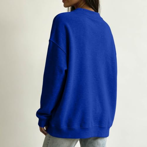 Crew Neck Sweatshirts Women Fall Y2k College Fleece Oversized Sweatshirt - image 3
