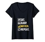 Womens Eat Sleep Invest Buy PLTR. Palantir Investing. V-Neck T-Shirt