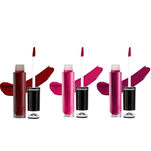Image of Coloressence Festive Combo Combo Liquid Transfer Proof Lipstick Set of 3 x 4ml | Long Lasting | Matte Finish | Fadeproof | Highly Pigmented (Shades - Red Sangria, Pink Flame, Mulberry Silk)