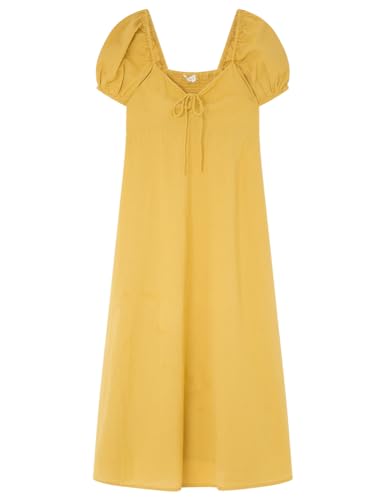 SPRINGFILED, Mujer, Vestido Midi Algodón Lino, Yellow/Gold, 36