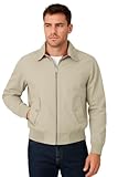 Party HuB Veste classique Harington pour homme - Style rétro - Avec fermeture éclair - Doublure à carreaux - Coupe-vent léger - Manches longues - Vêtement d'extérieur décontracté, beige, M