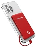 6000mah Card Size Built in Cables Power Bank, Built in USB C Cords Battery Pack Travel Charger Portable Charger for Phones, 4 Output Ultra Slim Battery Pack Compatible with iPhone, Deep Red