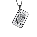 NINMQCFVG Collares Punk Cool King Of Hearts para hombres, Lucky Ace Of Spades Poker de acero inoxidable Un collar colgante