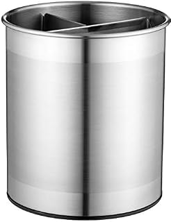 Extra Large Stainless Steel Kitchen Utensil Pot - 360° Rotating Utensil Holders - Weighted Stable Base - Utensil Storage Caddy with Removable Divider for Easy Cleaning - Utensil Holders & Organisers